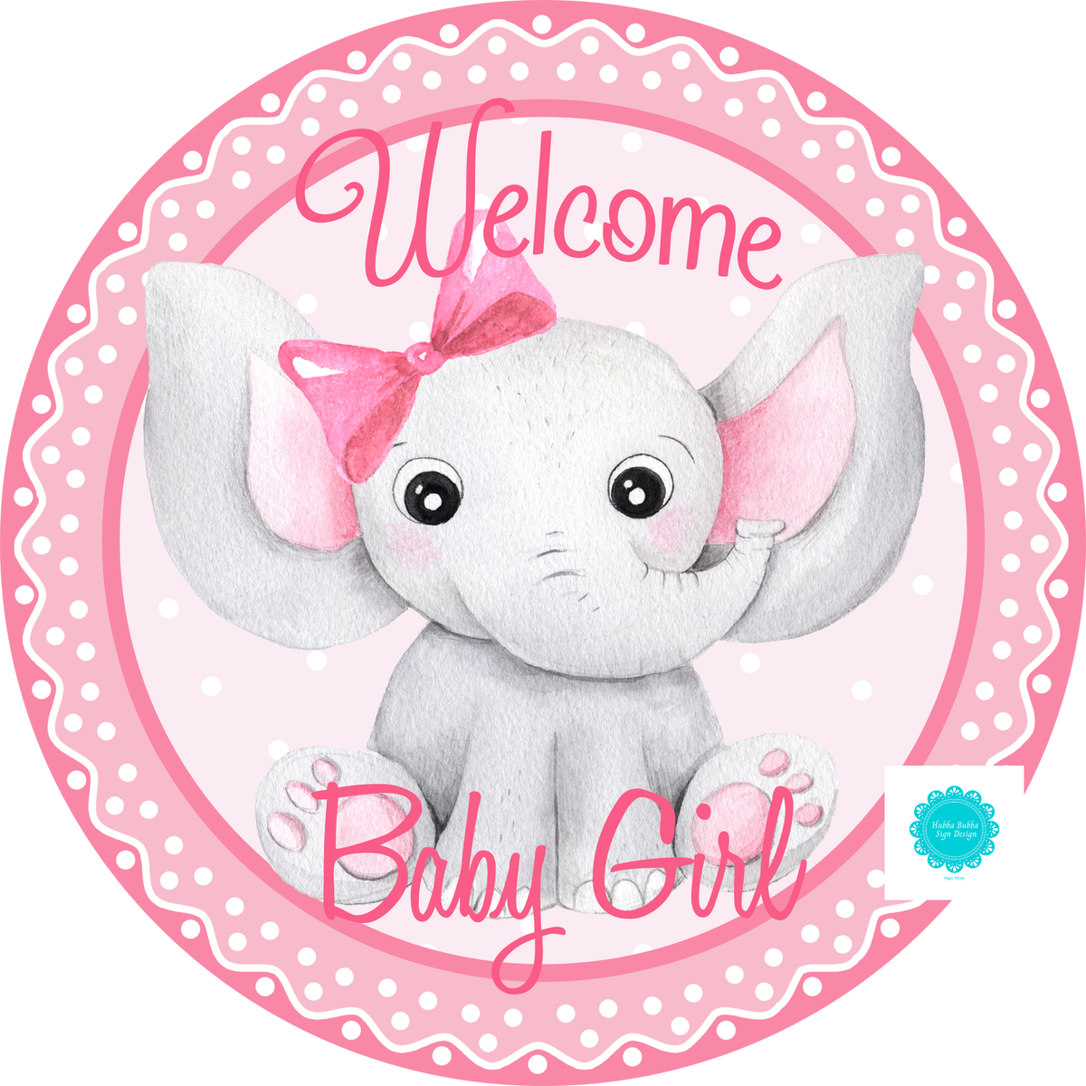 Welcome Baby Girl Sign, Elephant Sign, Hospital Door Sign