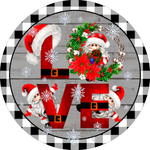 Love Santas Sign, Christmas Sign, Pointsettia Signs, Metal Round Wreath, Wreath Center, Craft Embellishments