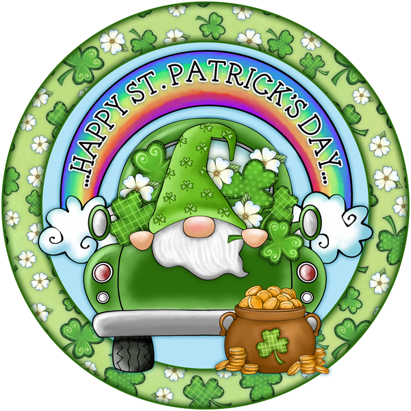 Happy St. Patrick's Day Sign, Shamrock Sign, St. Patrick's Day Sign, Wiinter Rainbow Signs, Metal Round Wreath, Wreath Center, Craft Embellishments