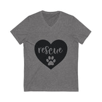 Rescue Paw Print with Heart  Short Sleeve V-Neck Tee