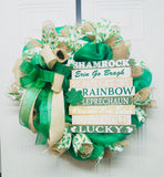 Shamrock Wreath, Irish Decor, Green Wreath, Leprechan Wreath, Wreath, St. Patrick's Wreath