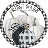 Blessed Season Sign, Fall Sign, Fall Pumpkin Sign, Metal Round Wreath Sign, Craft Embellishment