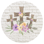 Three Crosses Sign, Easter Cross Sign, Religious Sign, Religious Easter Signs, Round Metal Wreath Sign, Craft Embellishment