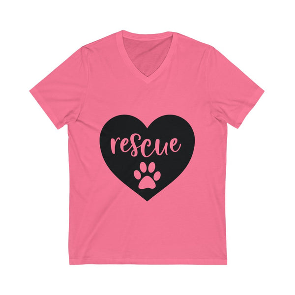 Rescue Paw Print with Heart  Short Sleeve V-Neck Tee