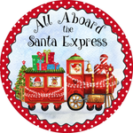 All Aboard the Santa Express, Train Sign, Christmas Sign, Winter Signs, Metal Round Wreath, Wreath Center, Craft Embellishments