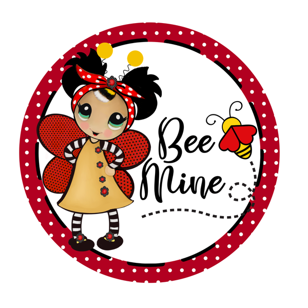 BEE Mine Sign, Valentines Sign, Bee Sign, Polka Dot Sign, Hearts Sign, Metal Round Wreath Sign, Craft Embellishment