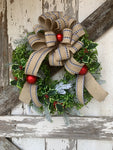 Holiday Wreath, Farmhouse Wreath, Rustic Wreath,  Rustic Holiday Wreath, Krazy Mazie Kreations