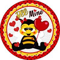 BEE Mine Valentine Sign, Valentines Sign, Bee Sign, Polka Dot Sign, Hearts Sign, Metal Round Wreath Sign, Craft Embellishment