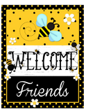 Welcome Friends Sign, Bee Sign, Honeycomb Sign, Spring/Summer Signs, Everyday Sign, Signs, Metal Wreath Sign, Wreath Center, Craft Embellishment