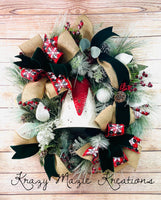 Bell Wreath, Christmas Wreath, Winter Wreath, Long Needle Pine Wreath, Rustic Bell Christmas Wreath, Rustic Wreath