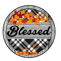 Blessed Sign, Fall Leaves Sign, Autumn Sign, Metal Round Wreath Sign, Craft Embellishment