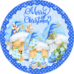 Merry Christmas Gnome Sign, Blue Christmas Gnome Sign, Christmas Sign, Winter Signs, Metal Round Wreath, Wreath Center, Craft Embellishments