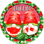 Chillin Sign, Summer Watermelon Sign, Gnome Signs, Summer Sign, Signs, Round Metal Wreath Sign, Craft Embellishment