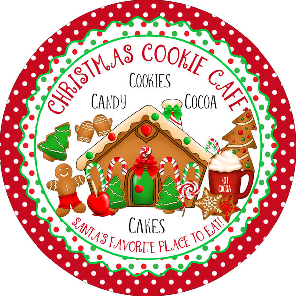 Christmas Cookie Cafe Sign, Snowman Sign, Gingerbread House Sign, Winter Signs, Metal Round Wreath, Wreath Center, Craft Embellishments