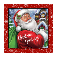 Christmas Greeting Sign, Christmas Santa Sign, Holiday Signs, Metal Wreath, Wreath Center, Craft Embellishments