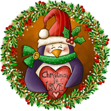 Christmas is Love Sign, Penguin Sign, Christmas Sign, Winter Signs, Metal Round Wreath, Wreath Center, Craft Embellishments