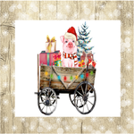 Christmas Pig Wagon Sign, Christmas Pig Sign, Christmas Wagon Sign, Farmhouse Sign, Metal Wreath Sign, Craft Embellishment