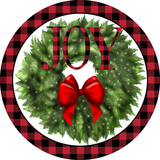 Christmas Wreath Joy, Christmas Wreath Sign, Red Black Buffalo Check, Winter Signs, Metal Round, Wreath Center, Craft Embellishments