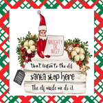 Don't Listen To The Elf Sign, Christmas Sign, Holiday Signs, Metal Square Wreath, Wreath Center, Craft Embellishments