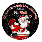 Down Through The Chimney Sign, Santa Sign, Holiday Sign, St. Nick Sign, Christmas Sign, Winter Signs, Metal Round Wreath, Wreath Center, Craft Embellishments