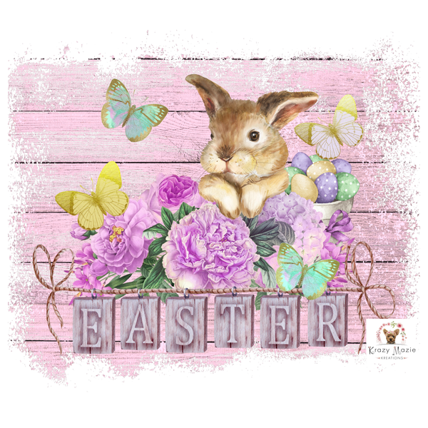 Easter Sign, Easter Bunny Sign, Spring Floral Easter Sign, Happy Easter Signs, Front Door Wreath Sign, Metal Square Wreath Sign