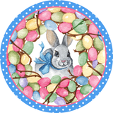 Easter Sign, Easter Egg Sign, Spring Bunny Signs, Front Door Wreath Sign, Round Metal Wreath Sign, Craft Embellishment