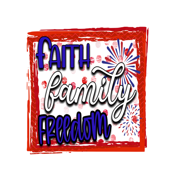Patriotic Sign, Faith Family Freedom sign, Metal Wreath sign, Summer Signs, craft Embellishment