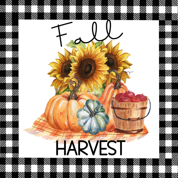 Fall Harvest Sign, Sunflowers Sign, Fall Sign, Pumpkin Signs, Metal Wreath Sign, Craft Embellishment