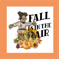 Fall is in the Air Sign, Scarecrow Sign, Fall Sign, Pumpkin Signs, Metal Wreath Sign, Craft Embellishment