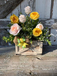 Spring Arrangement, Farmhouse Style Arrangement, Roses Centerpiece, Spring Decor, Table Arrangement, Krazy Mazie Kreations