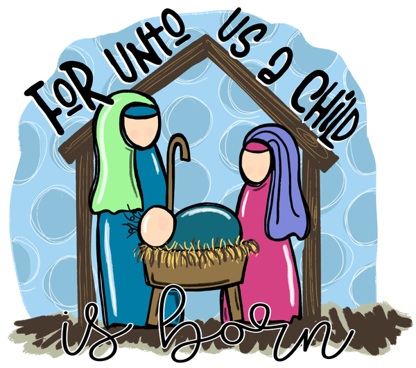For Unto Us A Child Is Born Sign, Christmas Sign, Nativity Sign, Metal Wreath Sign, Craft Embellishment