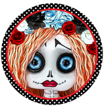 Girl Skull Sign, Halloween Sign, Metal Round Wreath Sign, Craft Embellishment