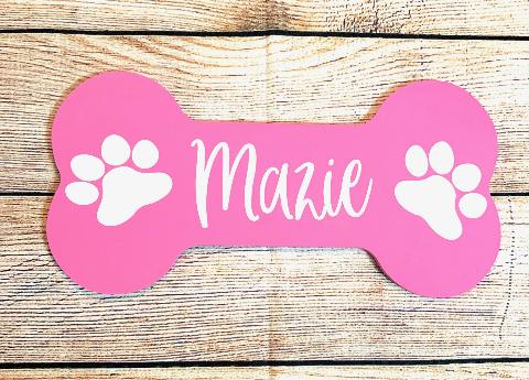 Personalized Dog Bone Sign, Sign, Dog Bone Sign, Personalized Sign, Krazy Mazie Kreations