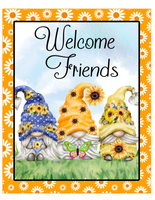 Welcome Friends Sign, Fall Wreath Sign, Gnome Sign, Sunflower Sign, Fall Gnome Sign, Metal Wreath Sign, Craft Embellishment