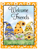 Welcome Friends Sign, Fall Wreath Sign, Gnome Sign, Sunflower Sign, Fall Gnome Sign, Metal Wreath Sign, Craft Embellishment