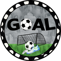 Soccer Goal Sign, Sports Sign, Soccer Ball Signs, Round Metal Wreath Sign, Craft Embellishment