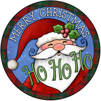 HOHOHO Santa Sign, Christmas Sign, Holiday Sign, Metal Round Wreath Sign, Craft Embellishment