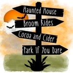 Haunted House Sign, Broom Rides Sign, Halloween Sign, Metal Wreath Signs, Craft Embellishment