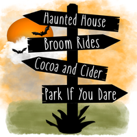 Haunted House Sign, Broom Rides Sign, Halloween Sign, Metal Wreath Signs, Craft Embellishment