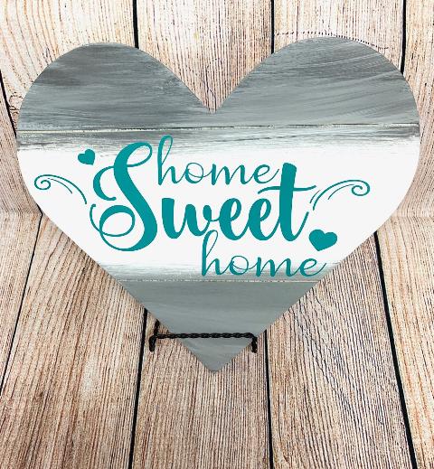Hand painted Heart Sign, Wreath Sign,  Home Sweet Home Sign, Everyday Sign, Sign, Signs, Krazy Mazie Kreations