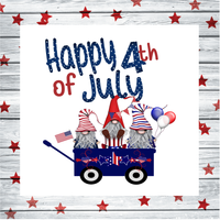Happy 4th of July Sign, Gnome Signs, Patriotic Signs, Signs, Metal Wreath Sign, Craft Embellishment