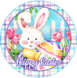 Happy Easter Sign, Easter Egg Sign, Bunny Signs, Front Door Wreath Sign, Round Metal Wreath Sign, Craft Embellishment