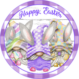 Happy Easter Sign, Easter Gnome Bunny Easter Bunnies Sign, Easter Spring Signs, Front Door Wreath Sign, Round Metal Wreath Sign, Craft Embellishment