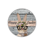 Happy Easter Sign, Easter Bunny with Glasses Sign, Easter Spring Signs, Front Door Wreath Sign, Round Metal Wreath Sign, Craft Embellishment
