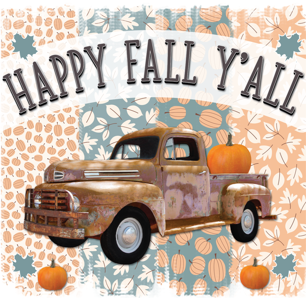 Happy Fall Yall Sign, Truck Sign, Pumpkin Sign, Metal Wreath Signs, Fall Sign, Craft Embellishments