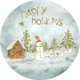 Happy Holidays Sign, Snowman Sign, Christmas Sign, Winter Signs, Metal Round Wreath, Wreath Center, Craft Embellishments