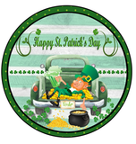 Happy St. Patricks Day Sign, Shamrock Sign, Leprechaun Sign, Truck Signs, Metal Round Wreath, Wreath Center, Craft Embellishments