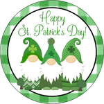 Happy St. Patricks Day Sign, Shamrocks Gnomes Signs, Metal Round Wreath, Wreath Center, Craft Embellishments