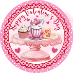 Happy Valentines Day Sign, Sweet Treats Sign, Heart Sign, Cupcake Sign, Metal Round Wreath Sign, Craft Embellishment