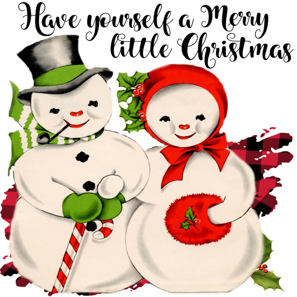 Have Yourself a Merry Little Christmas Sign, Snowman Couple Sign, Holiday Sign, Metal Wreath Sign, Craft Embellishment
